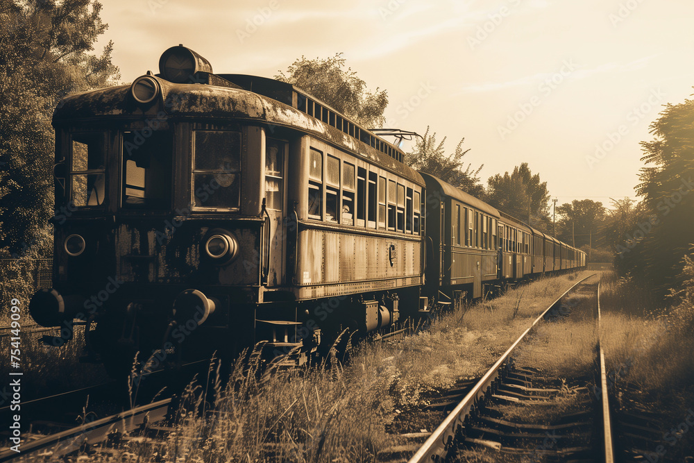 old photo of vintage 1920s train