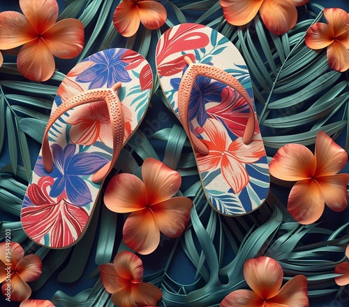 Sommerliche Flipflops, made by AI photo
