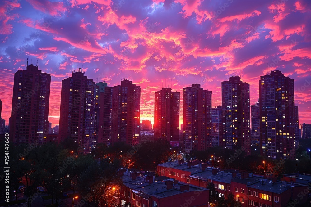 Obraz premium Dusk cloud sky over urban city professional photography