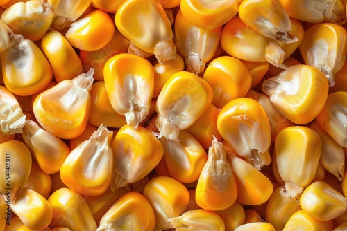 Close-Up Background of Organic Yellow Maize (Zea Mays) Kernel Full-Frame. Ideal for Agriculture and Healthy Food Ingredient Collection photo
