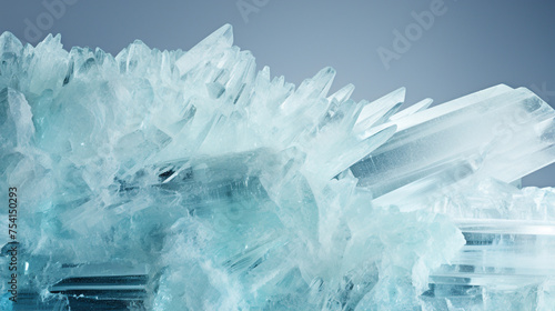 Light blue peaks of ice crystals collected into a druse