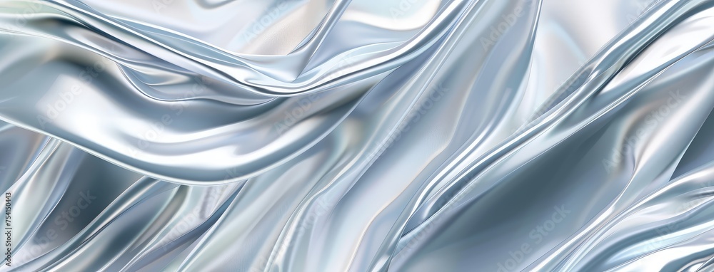 Elegant Silver Satin Fabric with Smooth Waves Elegant Silver Satin Fabric with Smooth Waves
