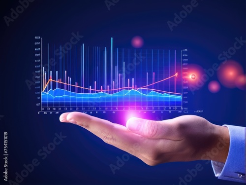 Close-up of Hand Pointing at Glowing Business Chart