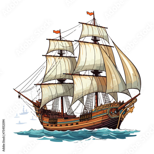 A vintage sailing ship vector illustration