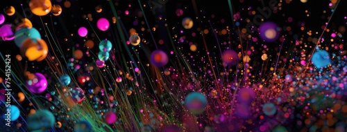 Abstract Glowing Fiber Optics Colorful Background photo
