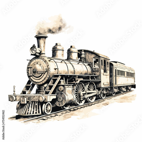 A vintage train. vector illustration