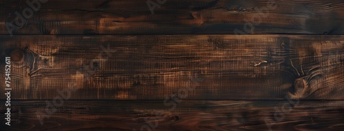 Dark Vintage Wooden Texture in Panoramic View