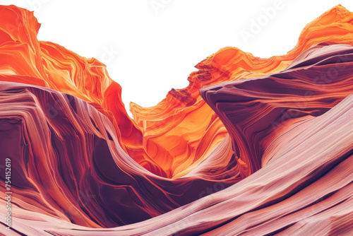 Desert Canyon With Dynamic Curves Isolated On Transparent Background. Rich Textures and Vibrant Colors Highlight the Natural Beauty