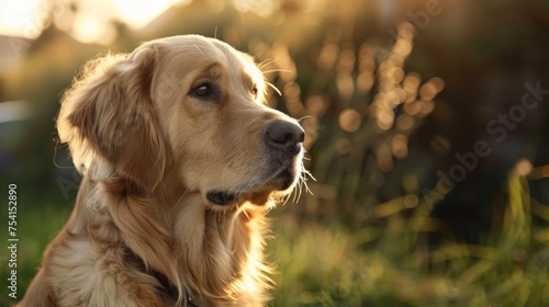 A beautiful young Golden Retriever dog.