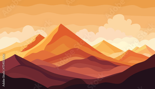 beautiful mountain landscape background flat style illustration vector design