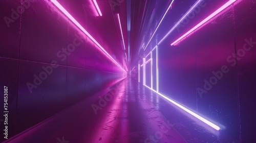 Futuristic Neon-Lit Corridor with Vibrant Colors © evening_tao