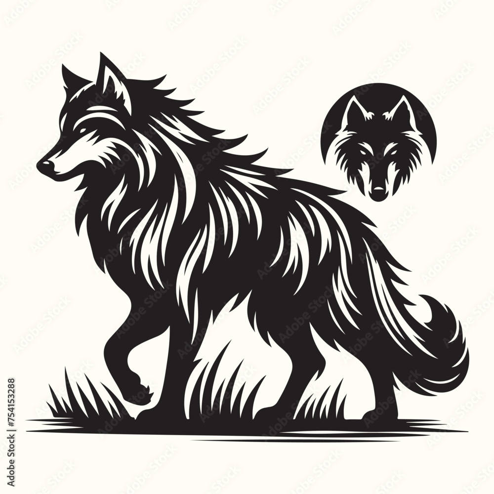 Wolf Animal Silhouette Vector Illustration Wolf Animal Silhouette Vector Illustration