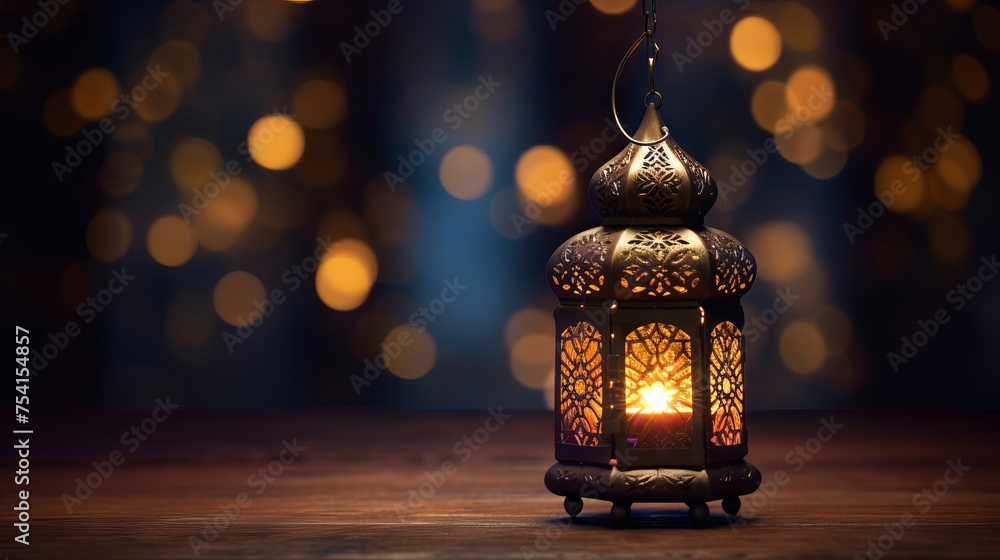 Enchanting ramadan lantern illuminated by magical bokeh lights: cultural celebration image
Enchanting ramadan lantern illuminated by magical bokeh lights: cultural celebration image