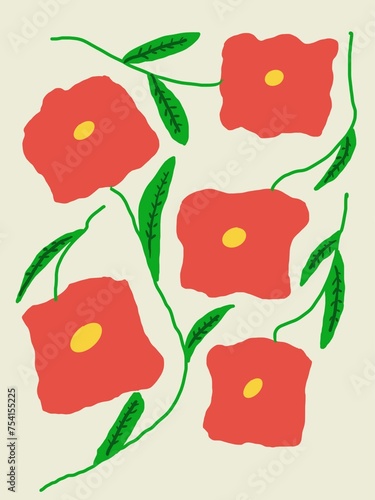 illustration pattern with red flowers