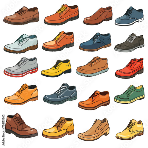 Different types of shoes vector illustration