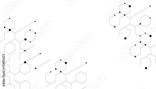 connected black hexagons with dots