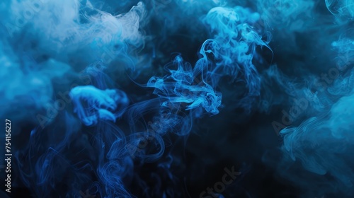 Blue Smoke Swirls Against a Dark Background