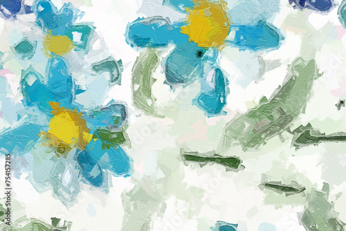 Oil painting and various flowers, roses, peonies, butterflies, dragonflies, beautiful