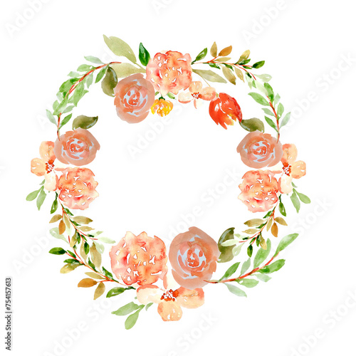 Delicate Watercolor Floral Wreath - Botanical Illustration for Home Decor and Design Projects