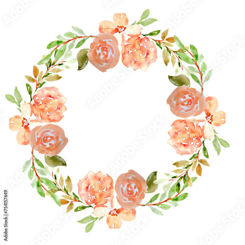 Delicate Watercolor Floral Wreath - Botanical Illustration for Home Decor and Design Projects