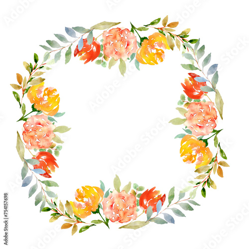 Delicate Watercolor Floral Wreath - Botanical Illustration for Home Decor and Design Projects