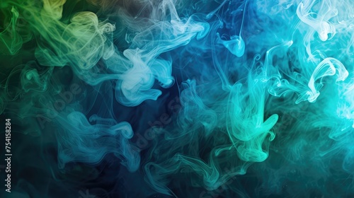 Abstract Artistic Smoke in Blue and Green Hues