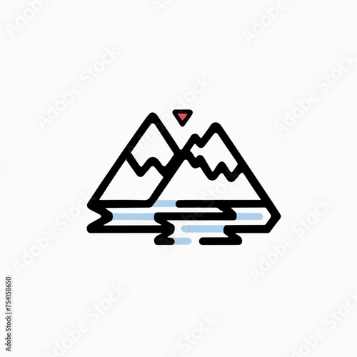 Mountains and rivers symbol, minimal,earth day icon
