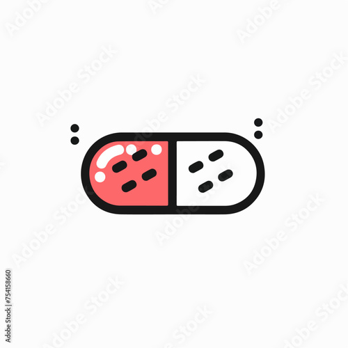 Pill or capsule symbol, minimal,medical icon