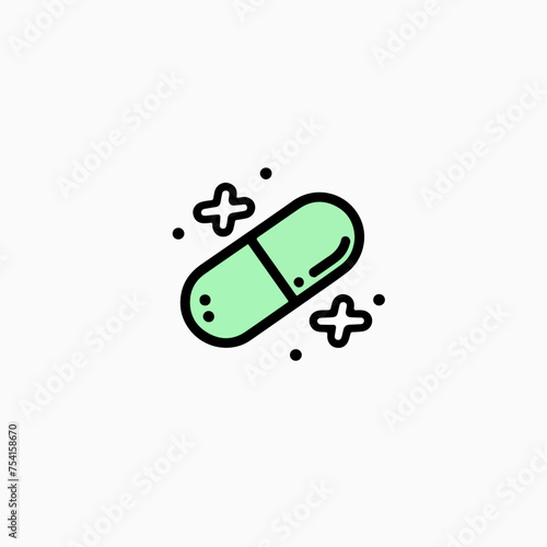 Pill or capsule symbol, minimal,medical icon