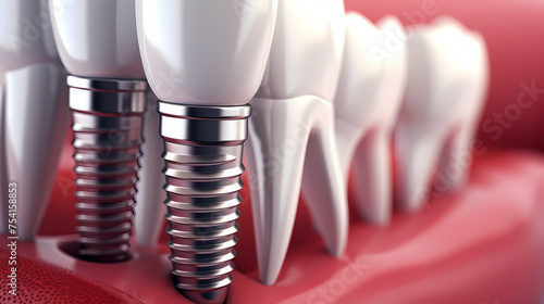 Dental implant, tooth model for dentist to study dentistry