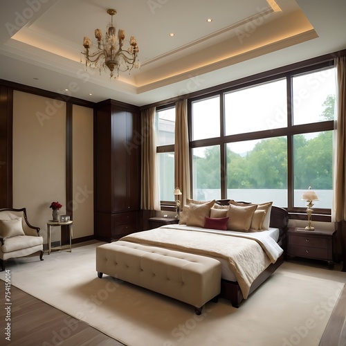 3d rendering beautiful luxury bedroom