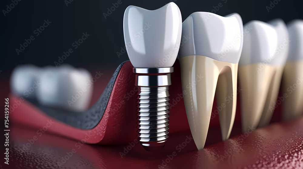 Dental implant, tooth model for dentist to study dentistry Dental implant, tooth model for dentist to study dentistry
