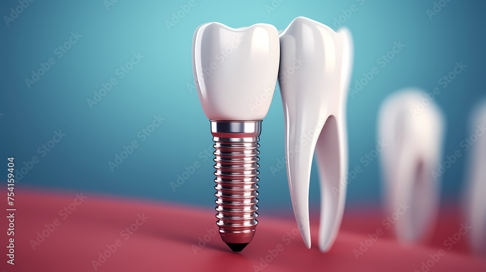 Dental implant, tooth model for dentist to study dentistry Dental implant, tooth model for dentist to study dentistry