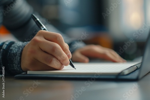 Hands typing on laptop with network connections and city lights in the background.