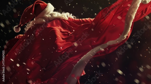Magical Santa Claus Coat on Snowy Christmas Night photo