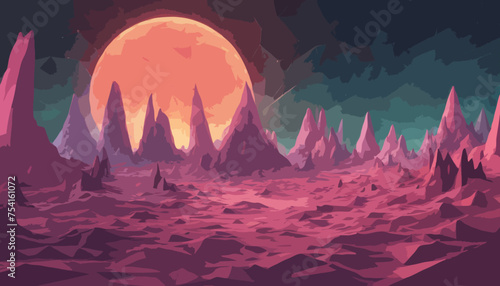 Einsame Landschaft von fernen Planeten. trendiger Hintergrund für Tapeten, Poster, Karten, Einladungen, Websites. photo