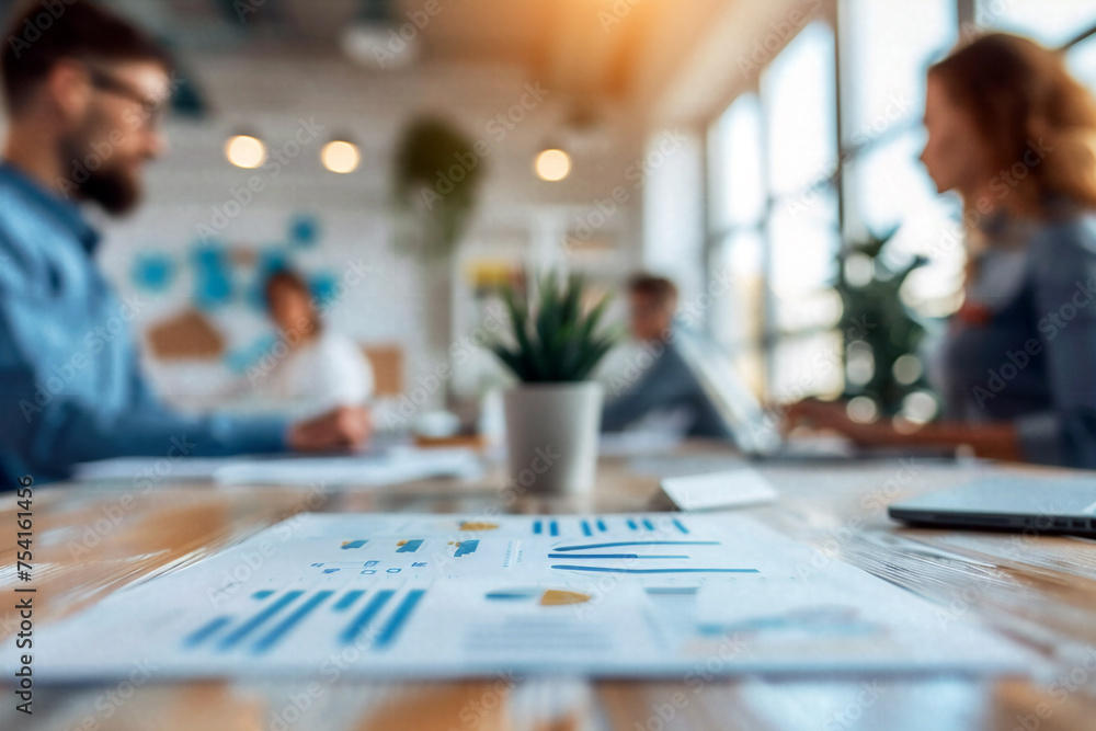 Business strategy meeting with investment charts on the table at office. Business strategy meeting with investment charts on the table at office.