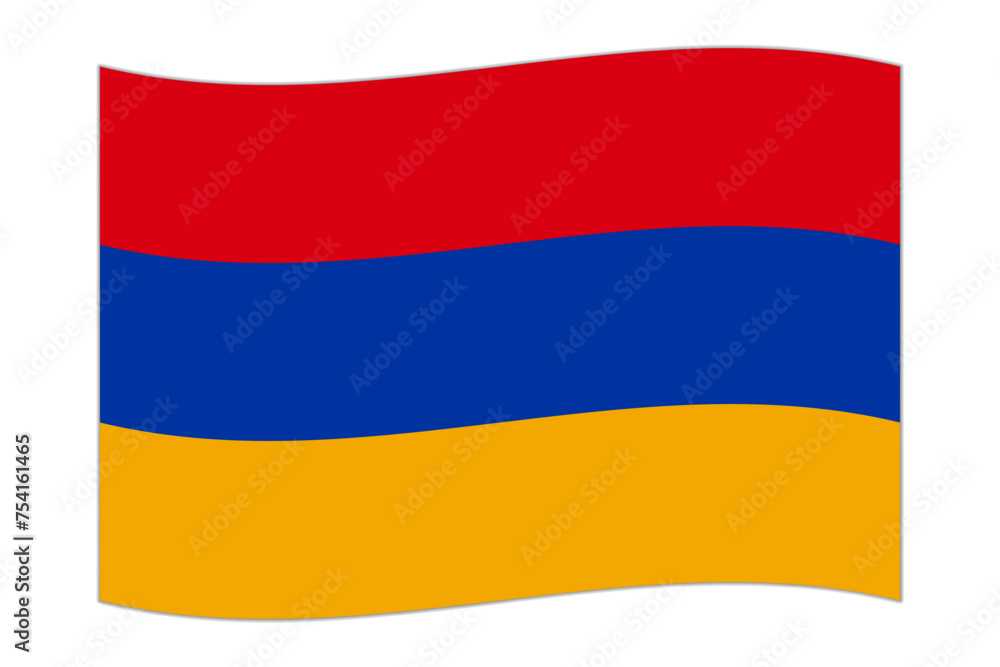 Waving flag of the country Armenia. Vector illustration.