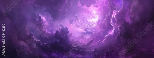 Mystical Purple Clouds Swirling in Fantasy Sky