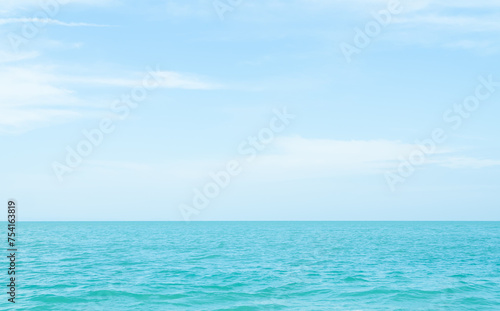 Travel Nature Concept, Sea Sand Sky Background Blue Water at Coast Season Summer Tropical Ocean Beautiful Wave Seascape Vacation Smooth Wallpaper Island Outdoor Tropical Coast Sandy Nature Island.