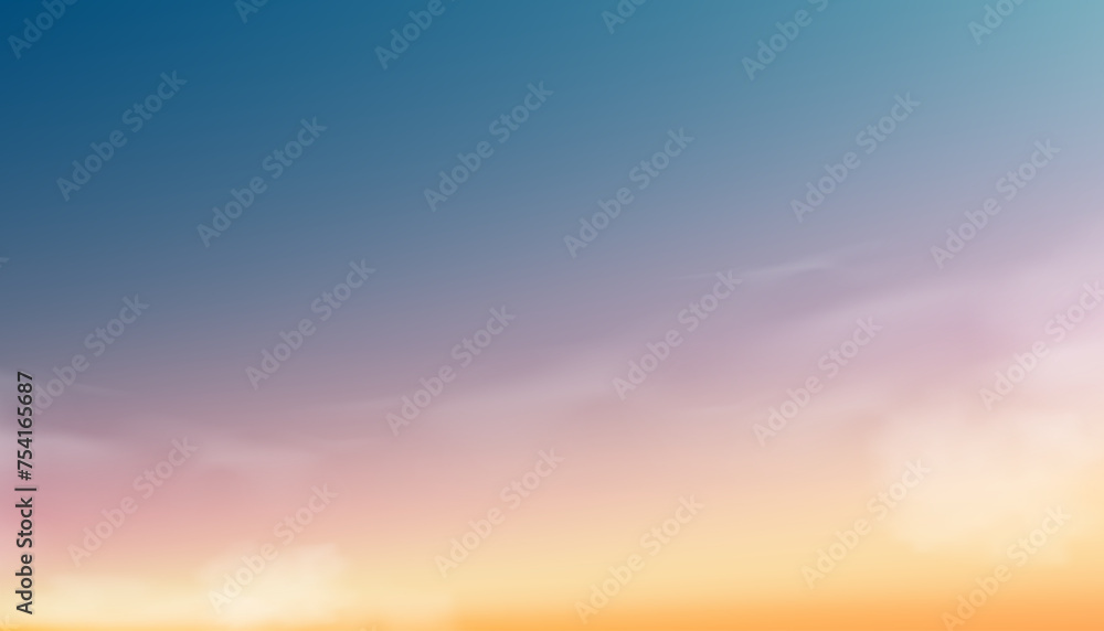 Sunset Sky Background,Sunrise cloud Orange,Yellow,Pink in morning Summer,Vector sunny Autumn,Nature landscape field in evening.Cartoon Pastel Winter sunlight,Horizon Spring sundown by Sea Beach