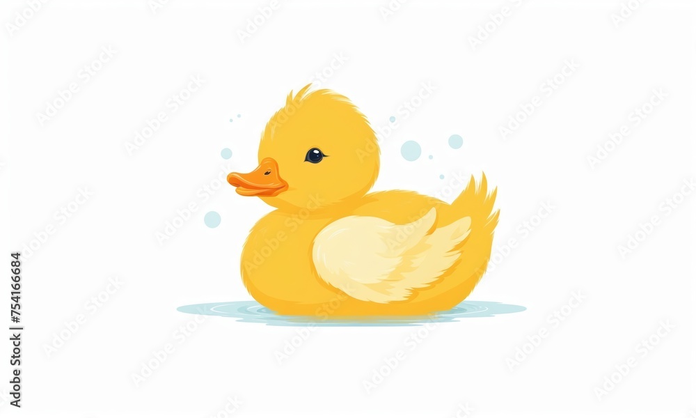 Cute yellow duckling isolated on a white background. Simple flat illustration. Cute yellow duckling isolated on a white background. Simple flat illustration.