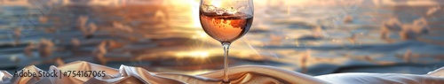 Glass of Wine on Table photo