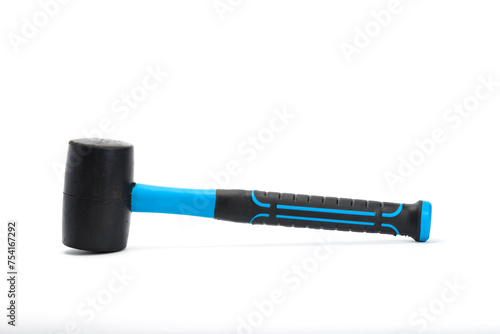 Rubber mallet with fiber handle on white background. photo