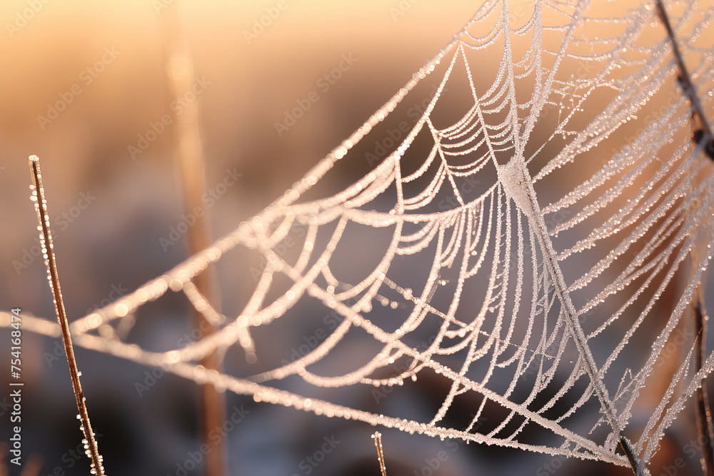 dew on spider web.