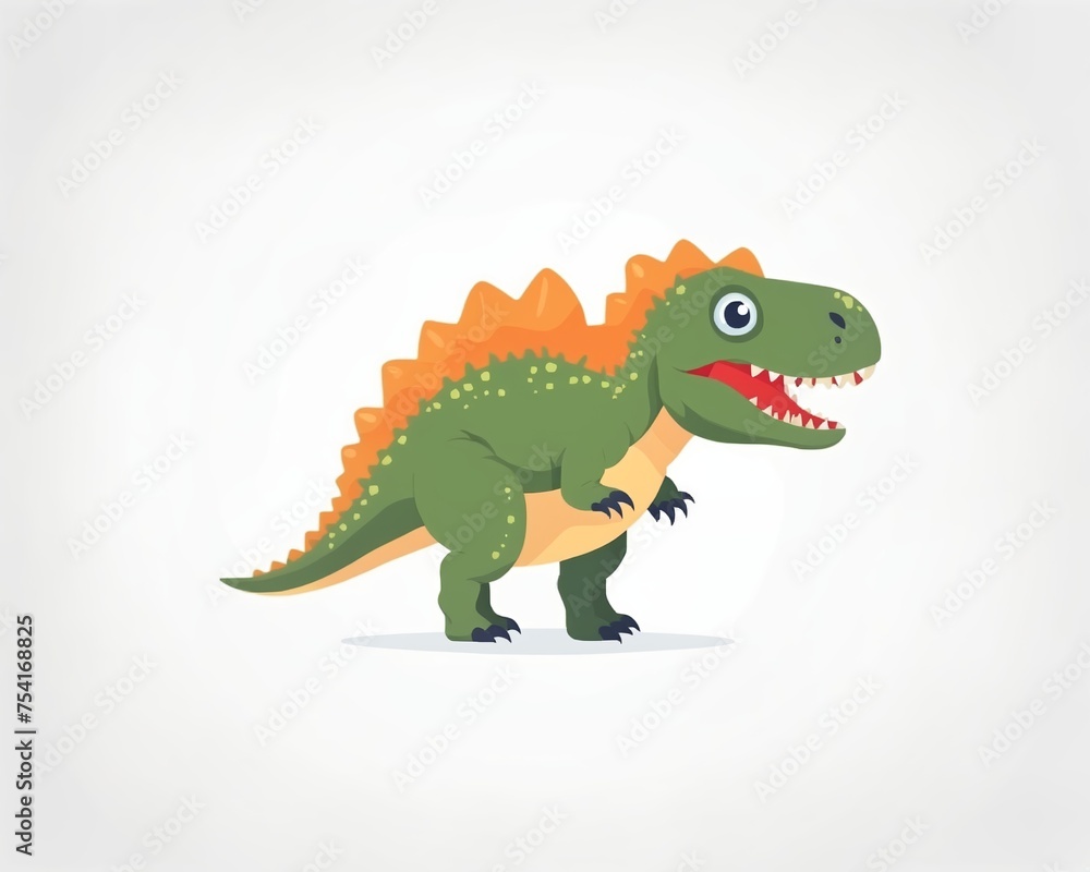 Naklejka premium Cute cartoon dinosaur isolated on a white background. illustration.