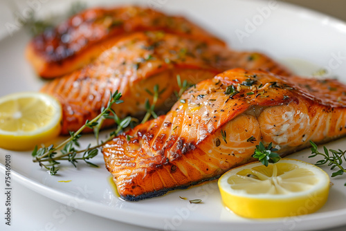 Grilled salmon fillets with herbs