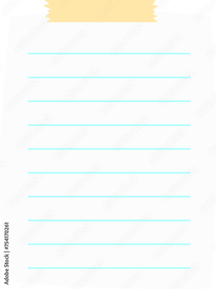 Blank paper note with sticky tape illustration Blank paper note with sticky tape illustration