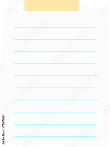 Blank paper note with sticky tape illustration
