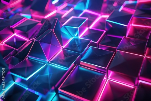 abstract 3D glowing geometric elements background